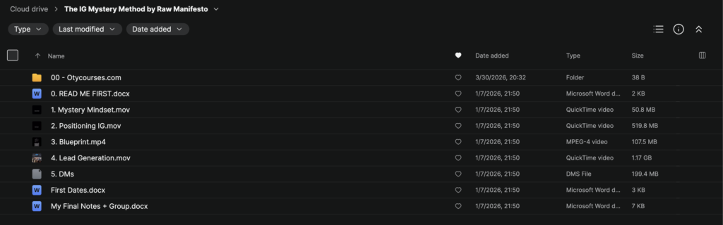 Raw Manifesto – The IG Mystery Method