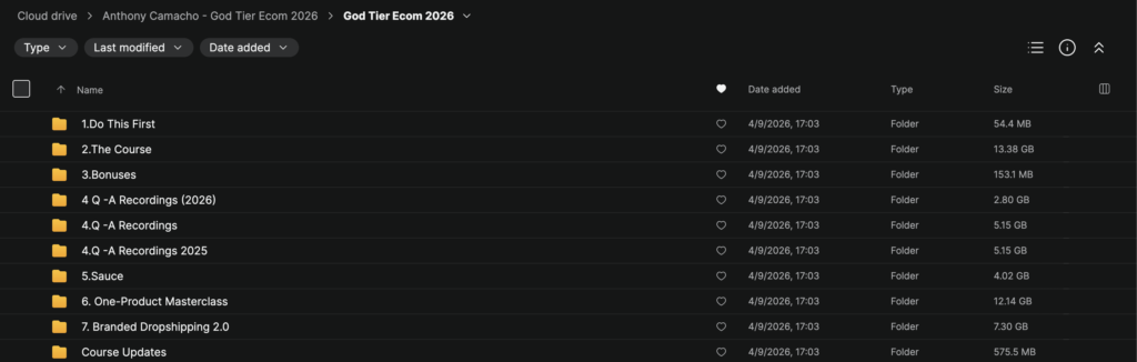 Anthony Camacho – God Tier Ecom 2026